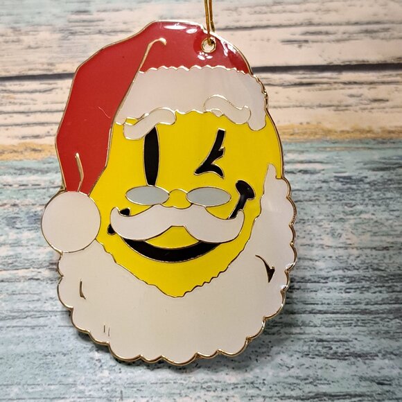 Wal-Mart Employee Associate Smiley Santa Christmas Ornament Wink - Picture 1 of 2